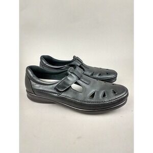 SAS Roamer Black Leather T-Strap Comfort Loafers Womens 10 S Narrow 2631014 9